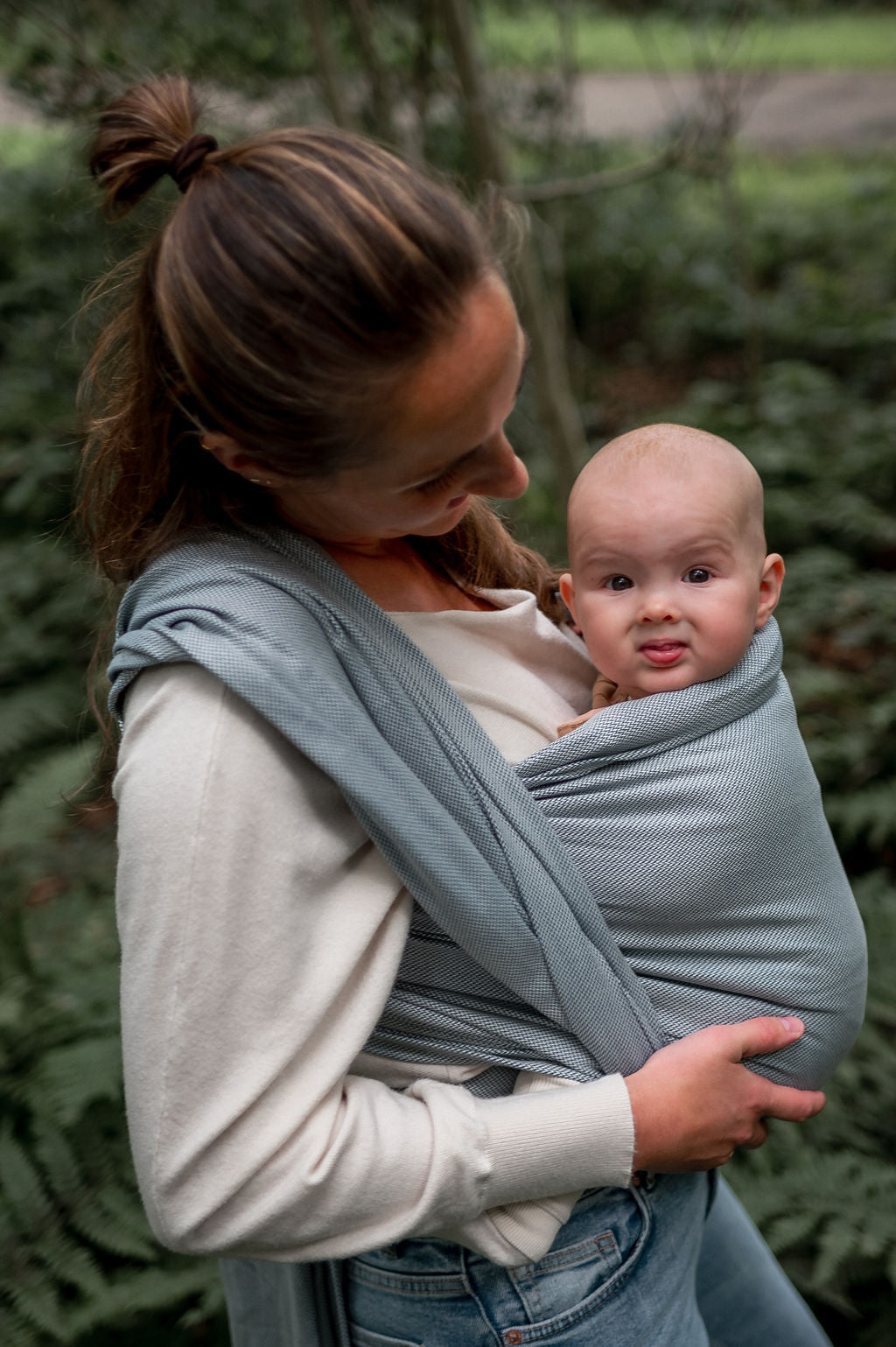 geweven draagdoek blauw