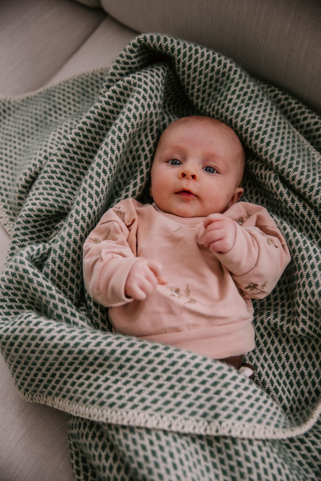 babydeken groen wol