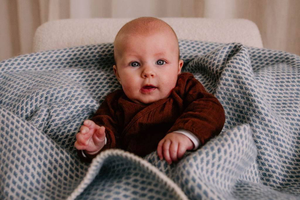 wollen babydeken blauw