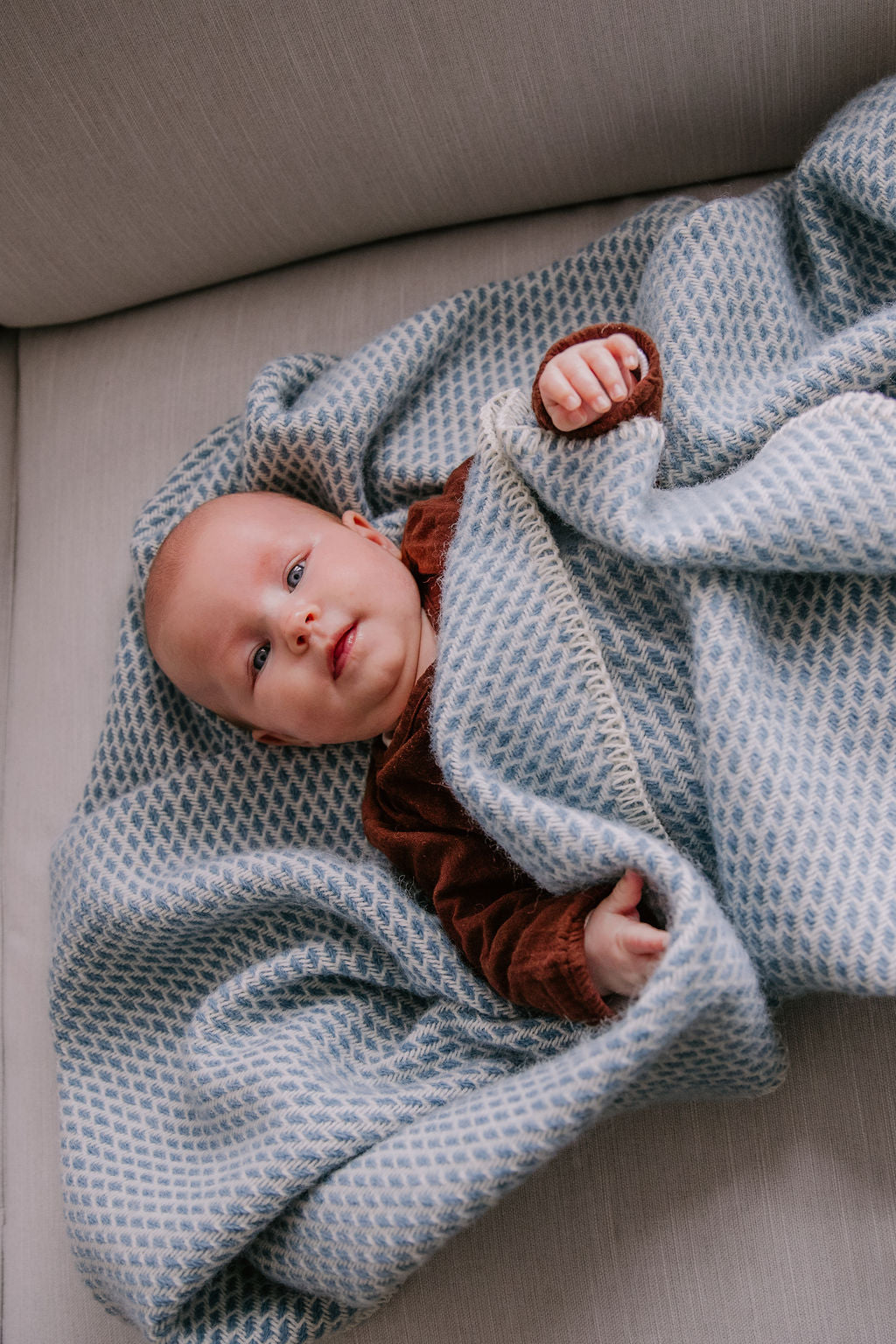 babydeken blauw wol