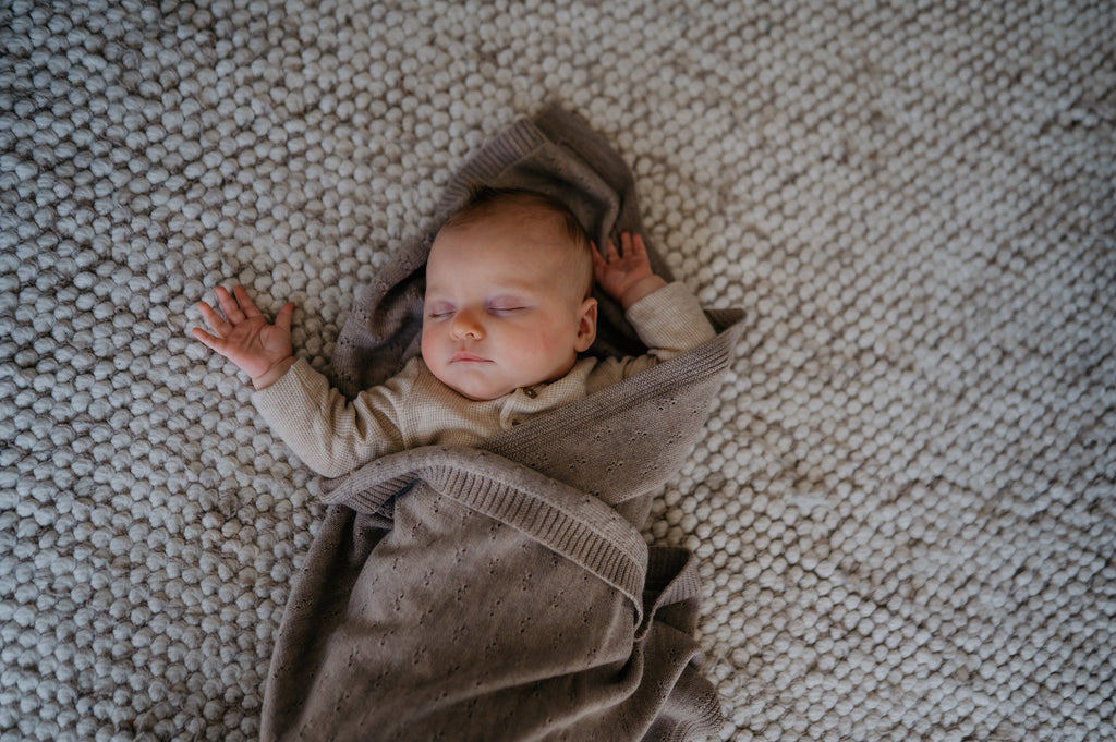 Merinowollen deken baby beige