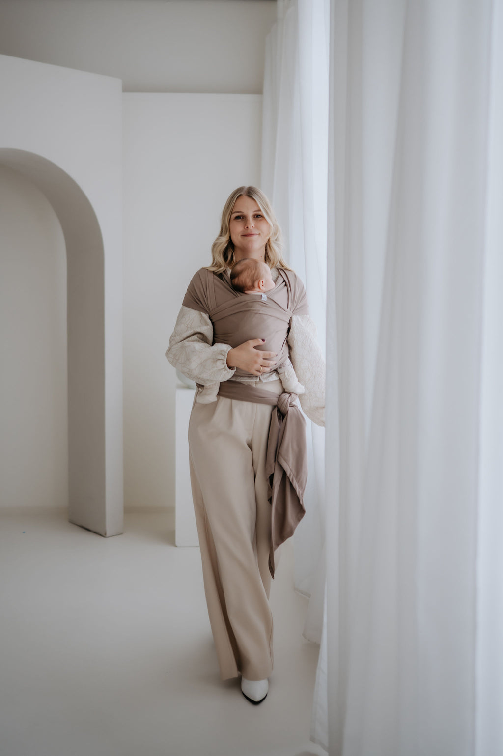 draagdoek rekbare stof beige