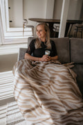 Wollen woondeken zebra beige