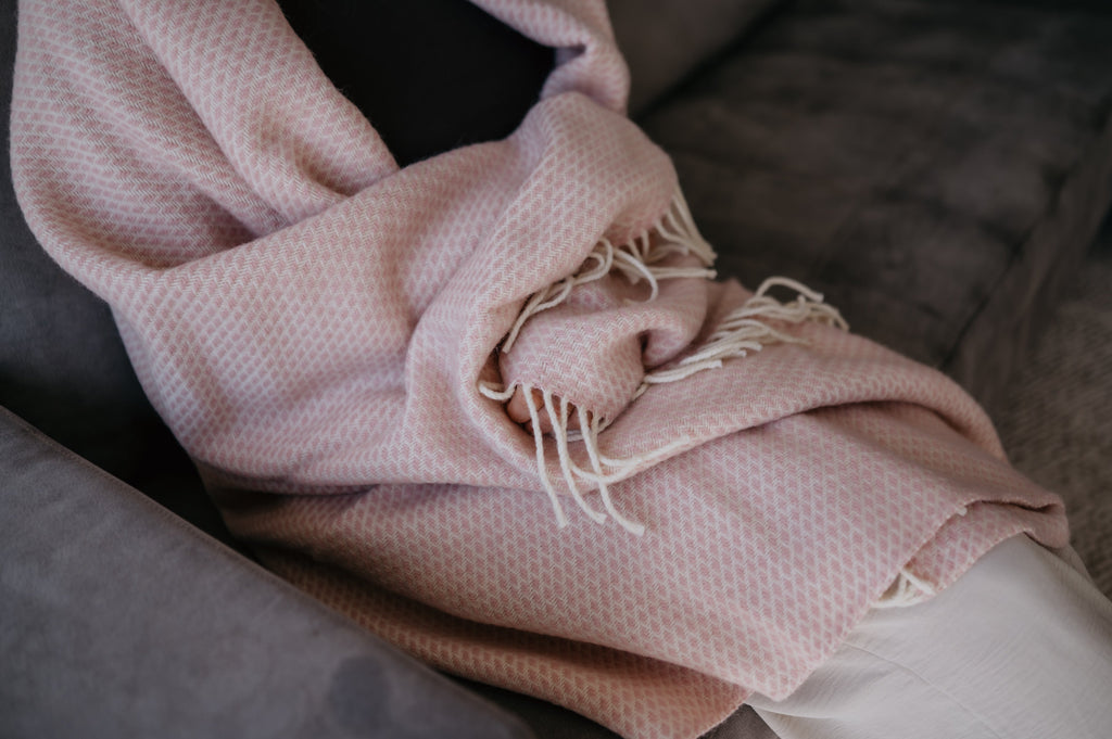 wollen plaid roze