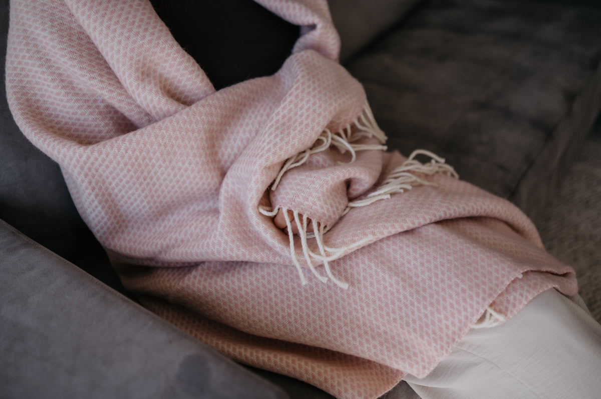 wollen plaid roze
