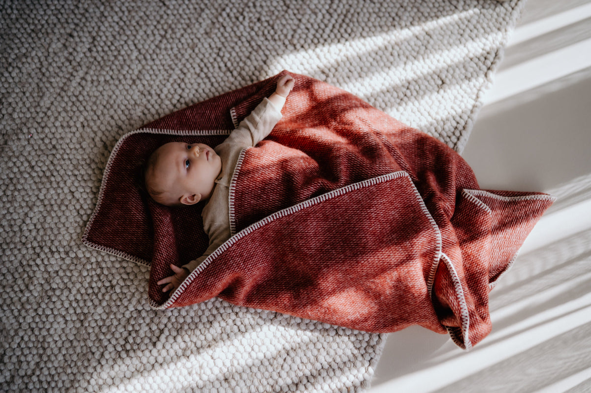 Wiegdeken wol - Bordeaux - Pure Baby Love