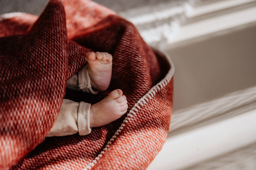 Wiegdeken wol - Bordeaux - Pure Baby Love